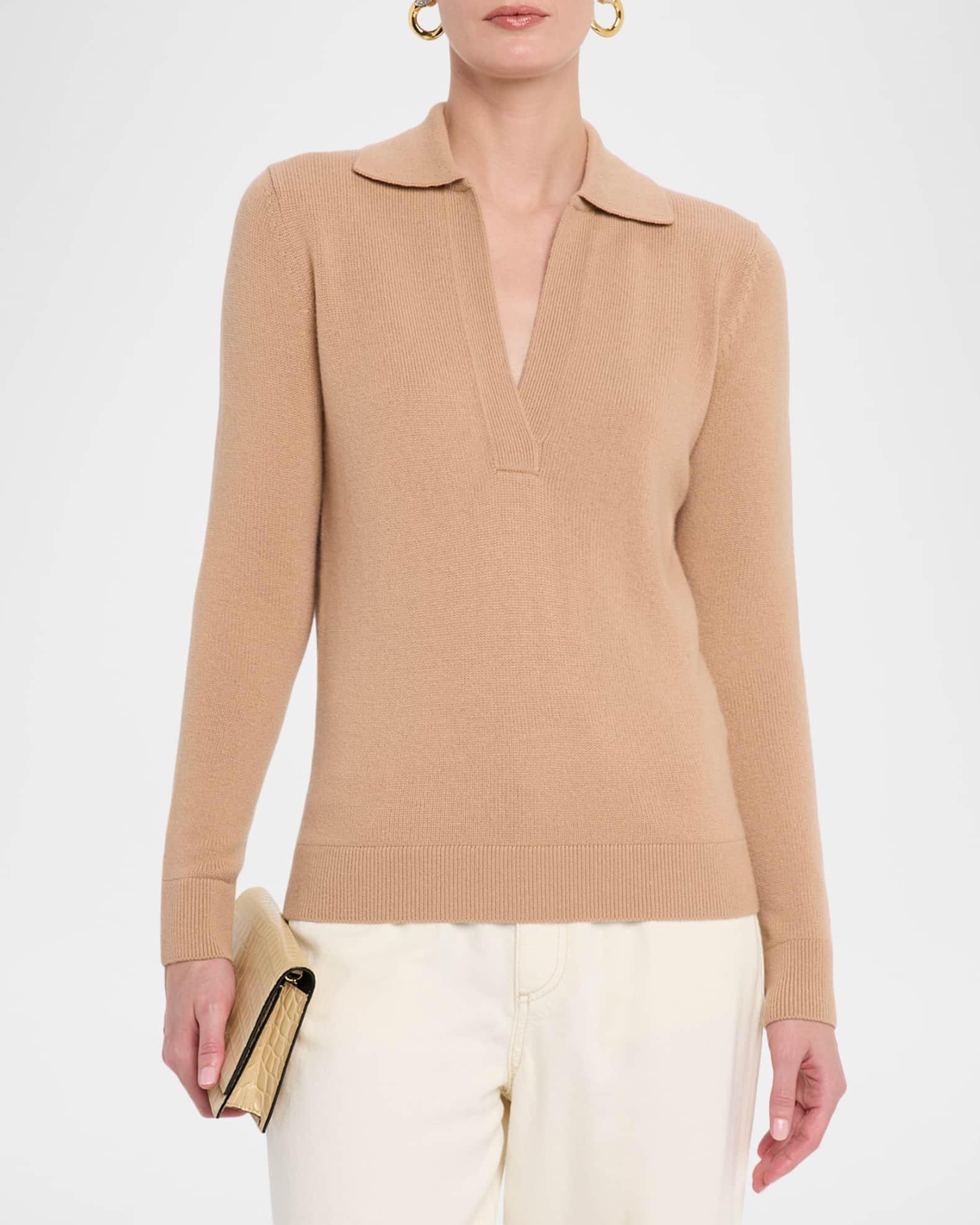 Cashmere Long-Sleeve Polo Sweater Product Image