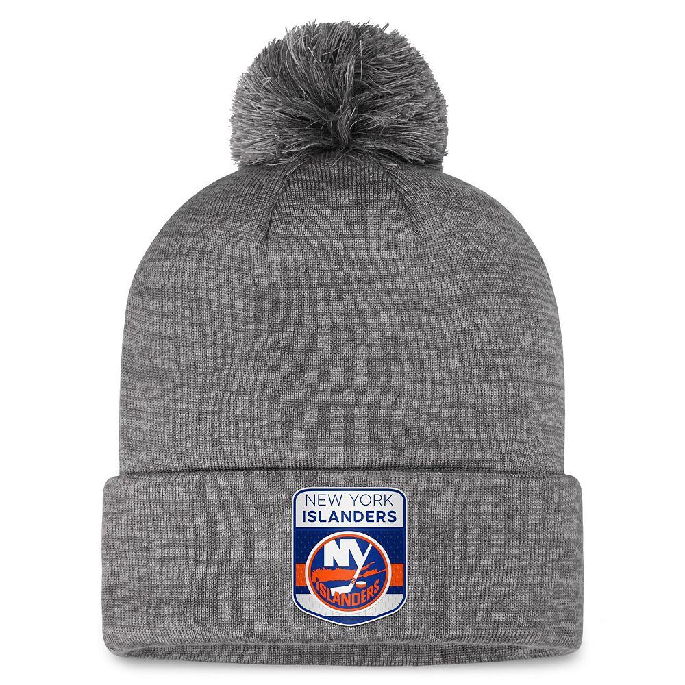 Men's Fanatics Branded Gray New York Islanders Authentic Pro Home Ice Cuffed Knit Hat with Pom, Isl Grey Product Image