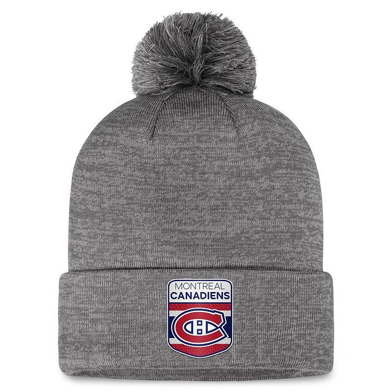 Mens Fanatics Branded Gray Montreal Canadiens Authentic Pro Home Ice Cuffed Knit Hat with Pom Product Image