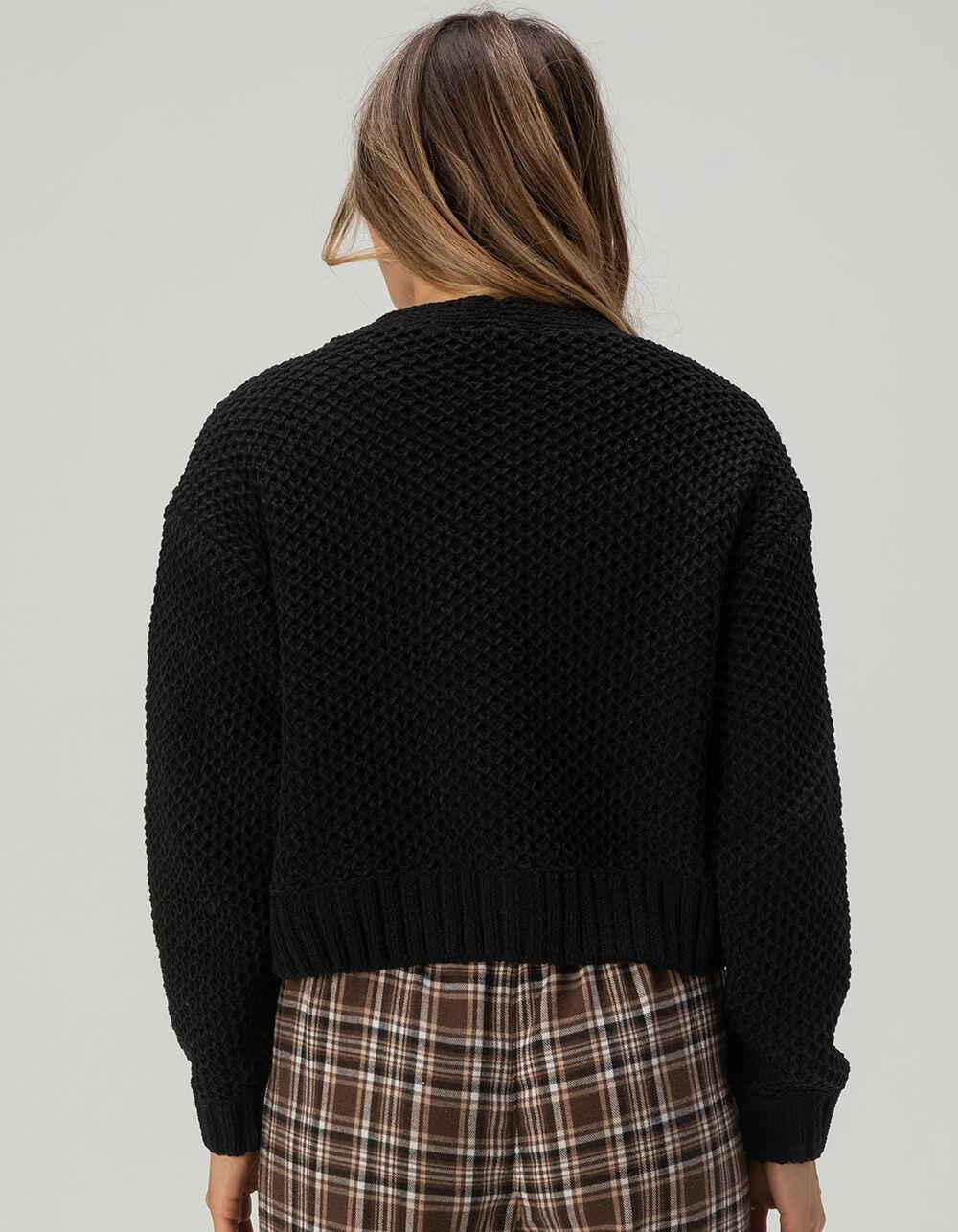 FULL TILT Chenille V-Neck Womens Cardigan - BLACK Product Image