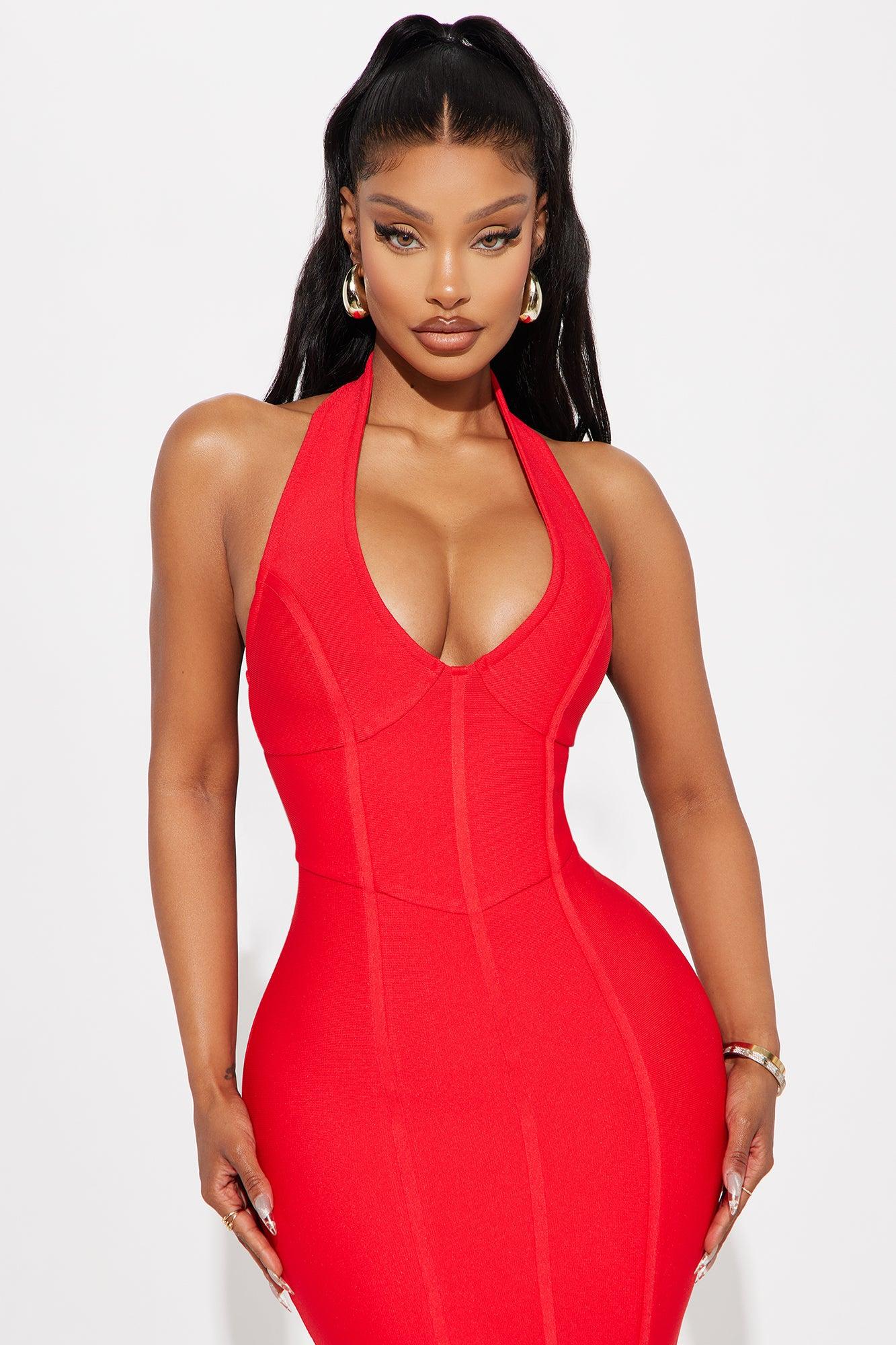 Megan Bandage Maxi Dress - Red Product Image