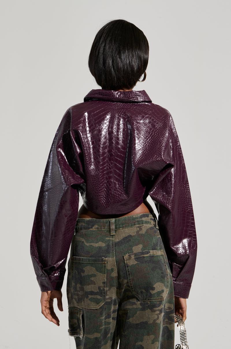 NATALIA CROCODILE PU BUTTON DOWN SHIRT Product Image