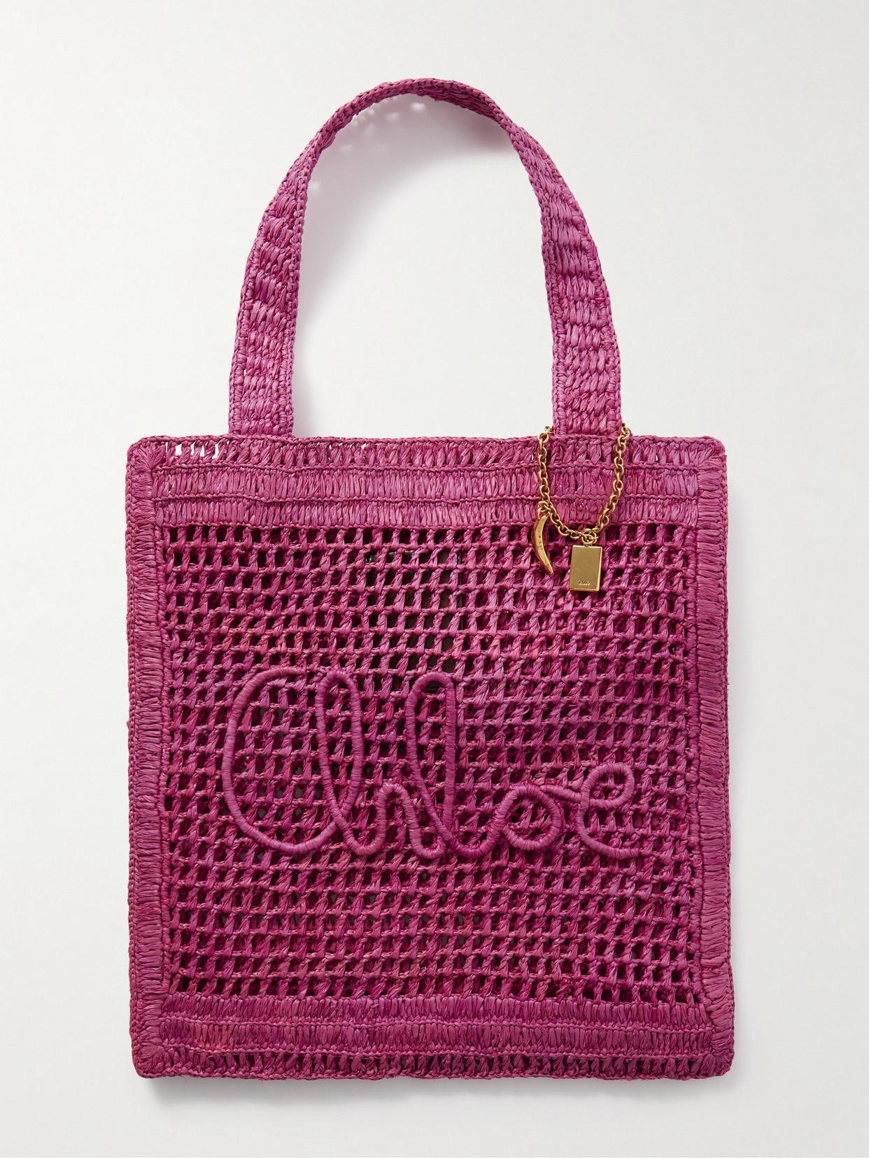CHLOÉ Chloe Women Fuchsia Raffia Estate Banana Shopping Bag In Fuchsiarose Product Image