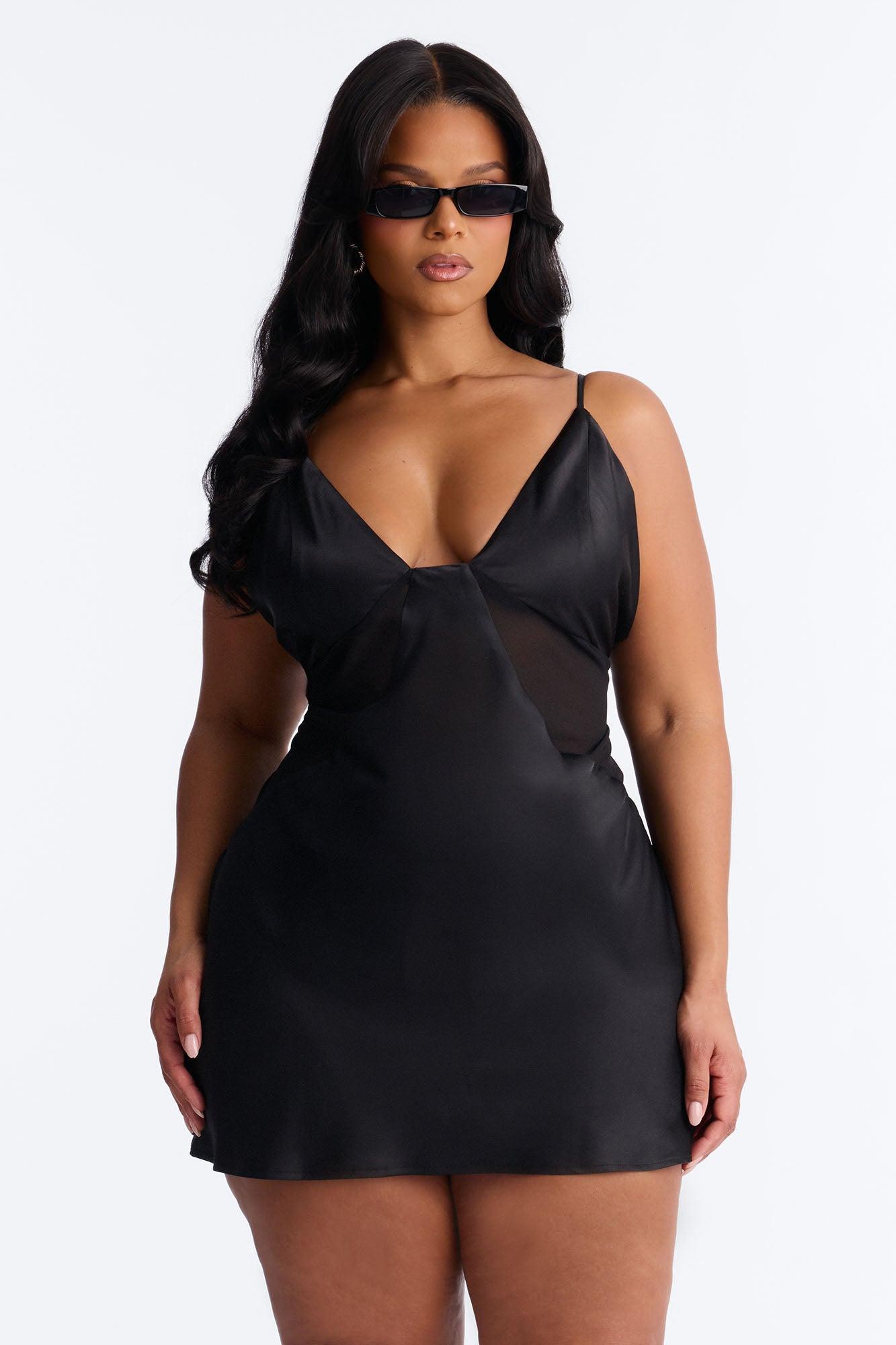 Night Slay Satin Mini Dress - Black Female Product Image