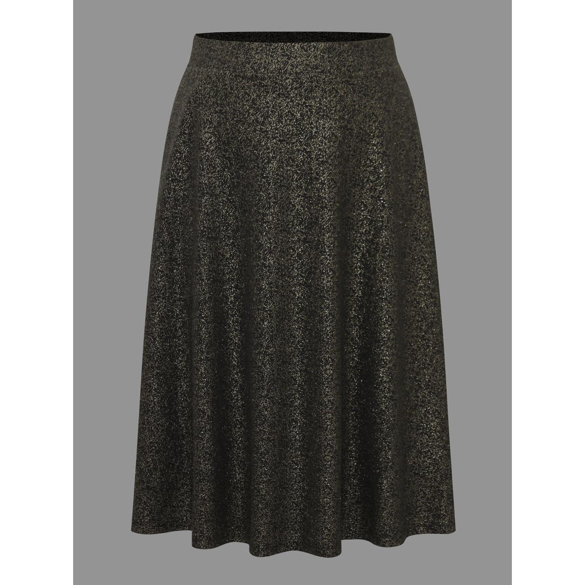 Plus Size Glitter Elastic Waist Pocket Midi Skirt Women Champagne Elegant Low stretch Slanted pocket Everyday Skirts BloomChic 14-16/1X Product Image