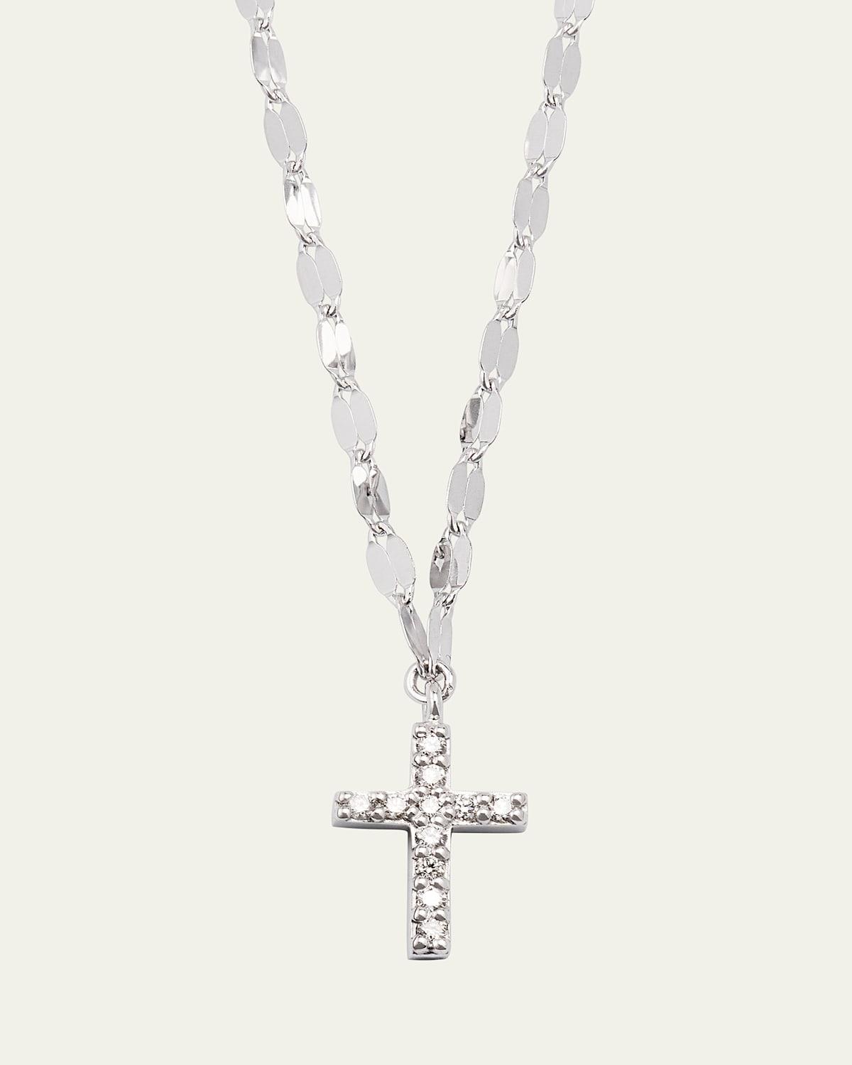 Womens 14K White Gold & 0.05 TCW Diamond Cross Pendant Necklace Product Image