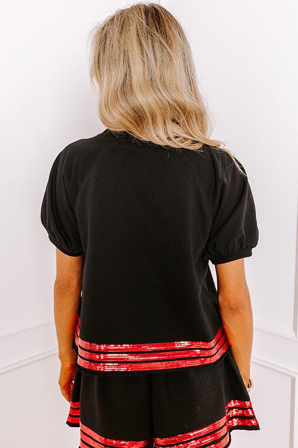 Sideline Social Embroidered Top in Black Product Image