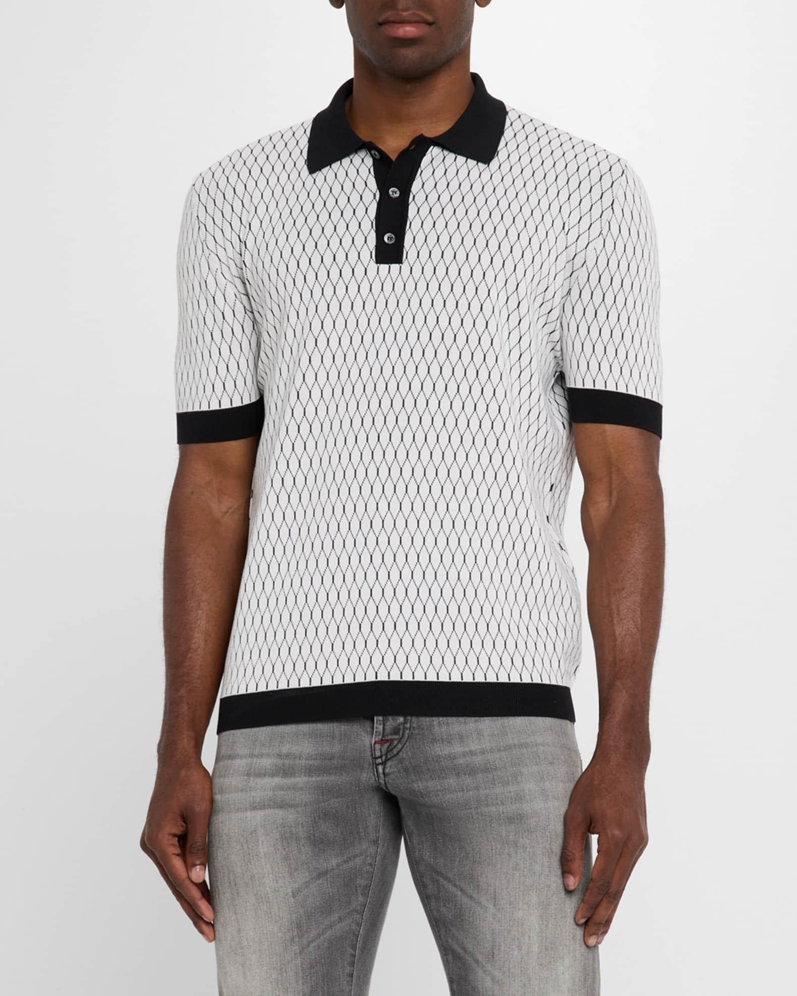 Men's Honeycomb Short-Sleeve Polo Sweater Product Image
