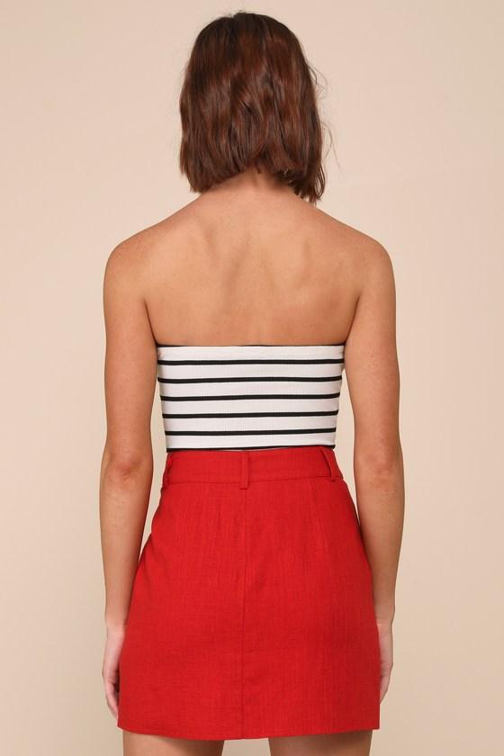 Eye for Perfection Red Linen Mini Skirt Product Image