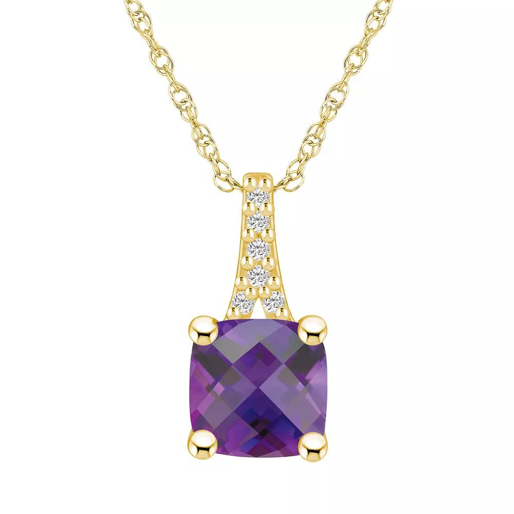 Alyson Layne 10k Gold Cushion Gemstone Diamond Accent Pendant Necklace, Womens Purple Product Image