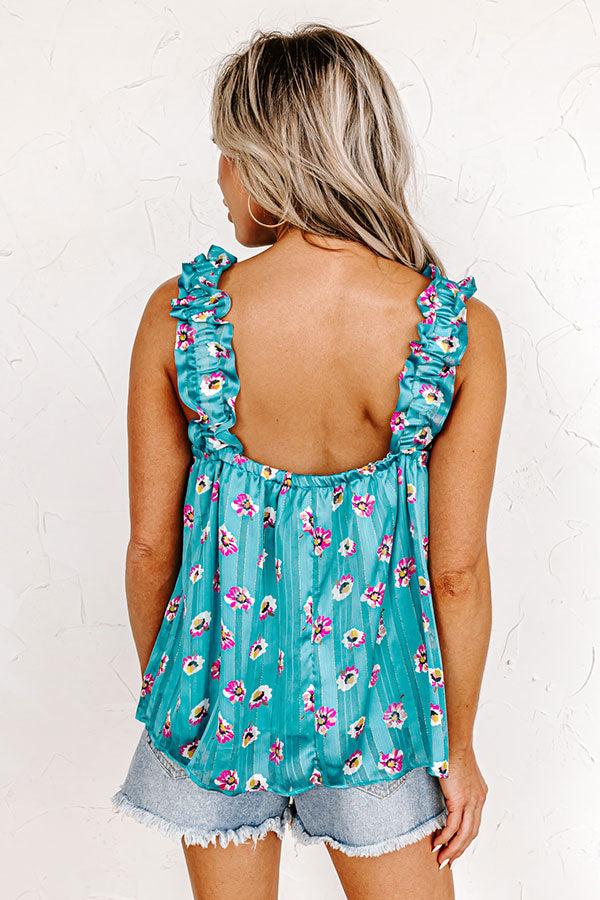 On A Wave Floral Shift Top in Turquoise Product Image