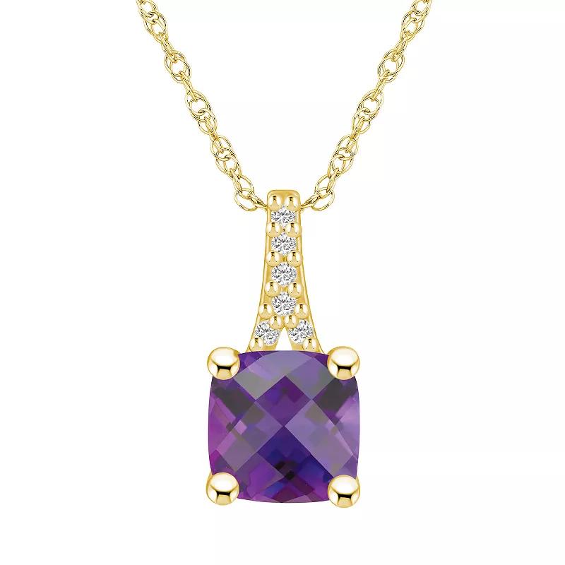 Alyson Layne 10k Gold Cushion Gemstone Diamond Accent Pendant Necklace, Womens Purple Product Image