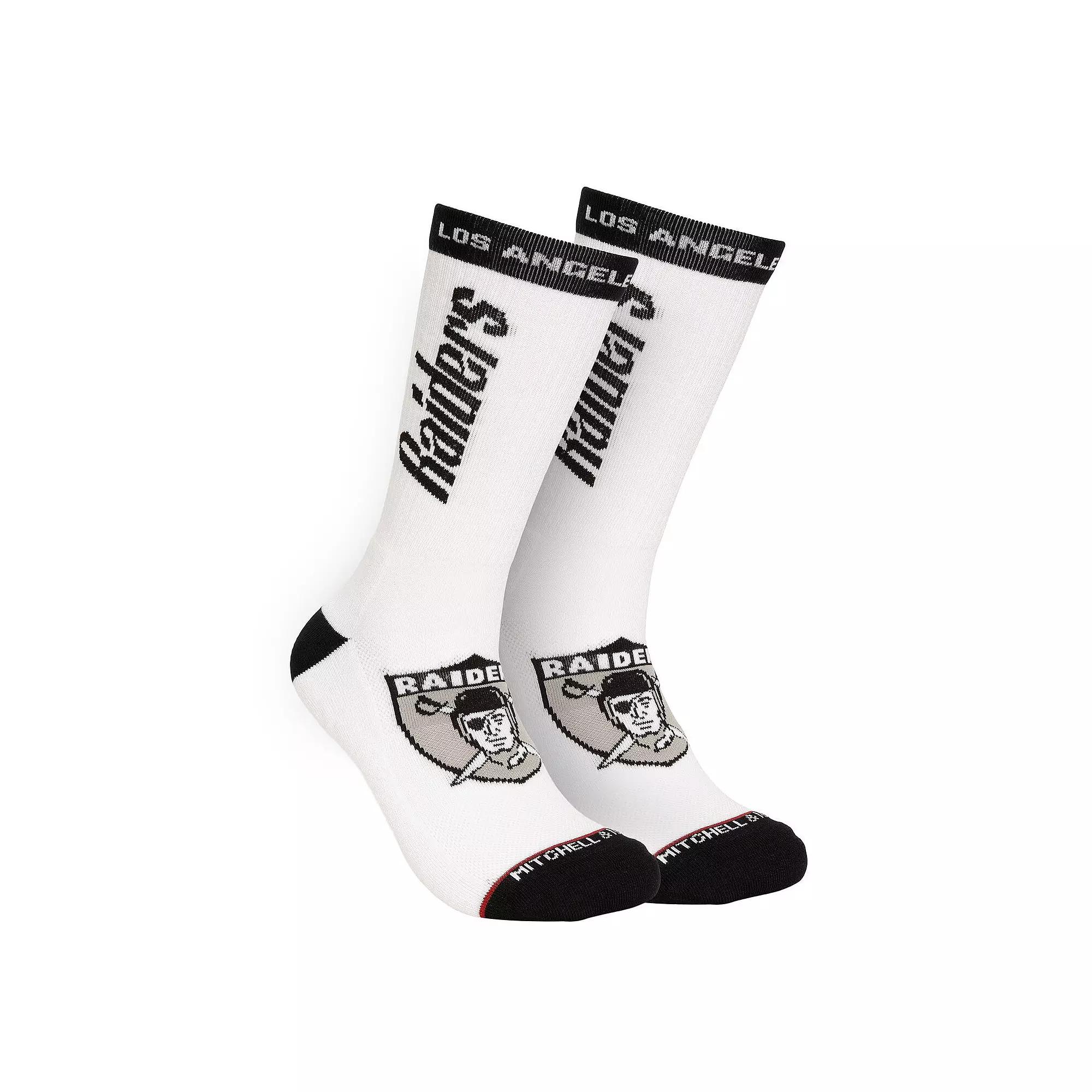 Men's Mitchell & Ness White Los Angeles Raiders Throwback Kick Off Crew Socks,  Product Image