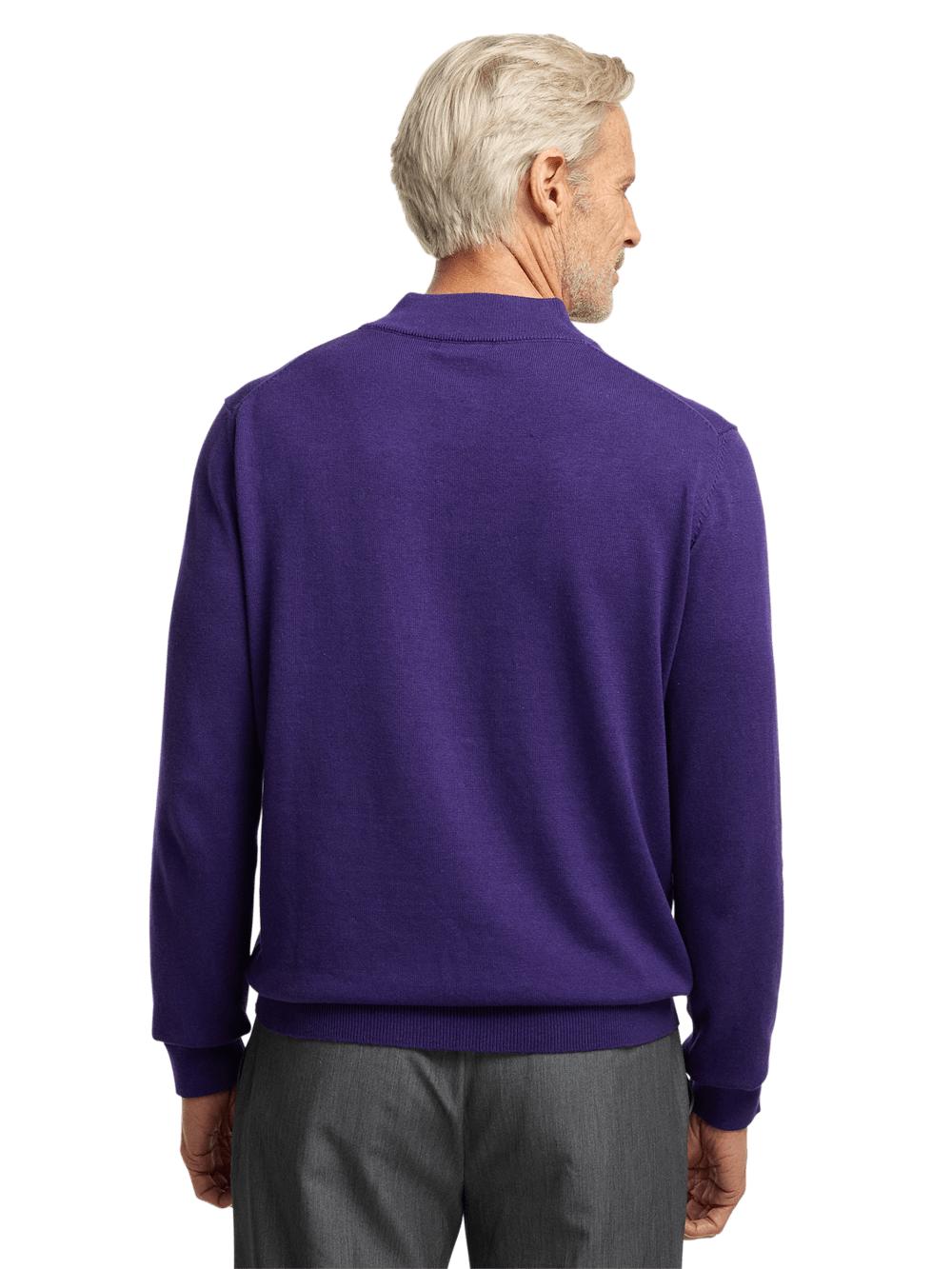 Supima Cotton Four Button Mock Neck Sweater - Plum Product Image