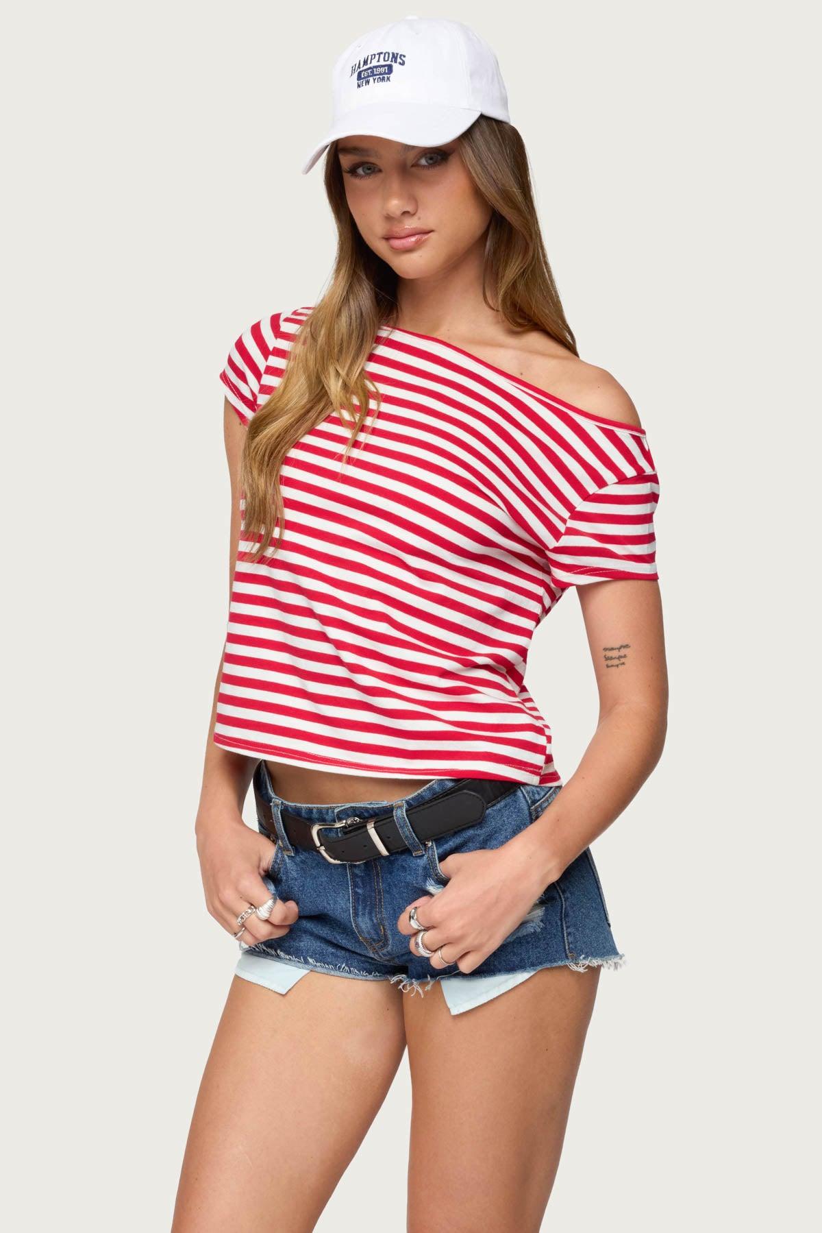 Aretha Striped Off Shoulder Top Product Image