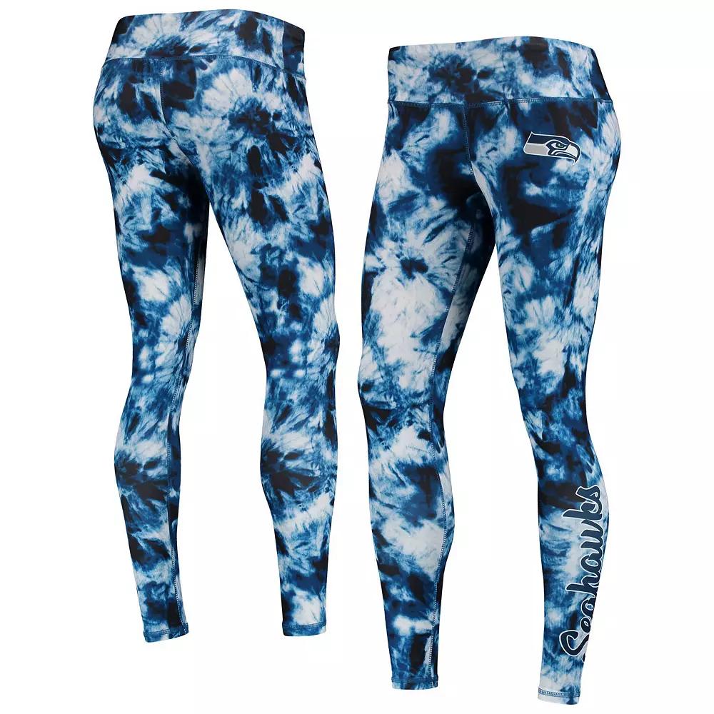 Women's FOCO College Navy Seattle Seahawks Tie-Dye Leggings, Size: Small, Blue Product Image