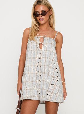 Belong Together Mini Dress Blue Check Product Image