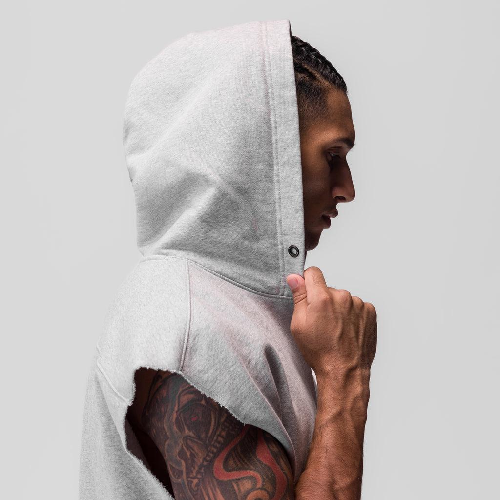 0844. Tech Essential™ Raw Hem Cutoff Hoodie - Heather Grey Product Image