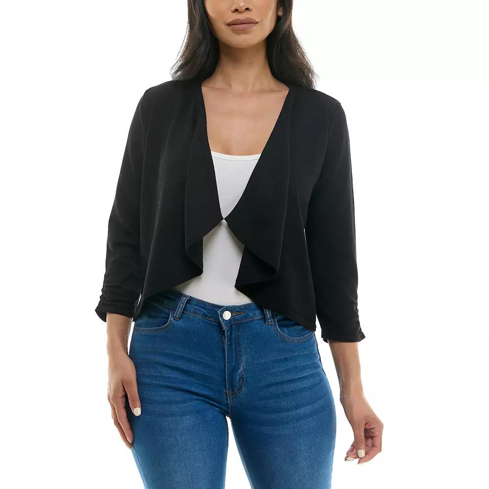 Women's Nina Leonard Shirred Cascading Front Long Sleeve Cardigan Sweater, Size: XL, Ivory Product Image