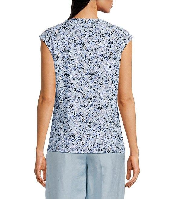 Anne Klein Pleated Cowl Neck Cap Sleeve Blouse Product Image