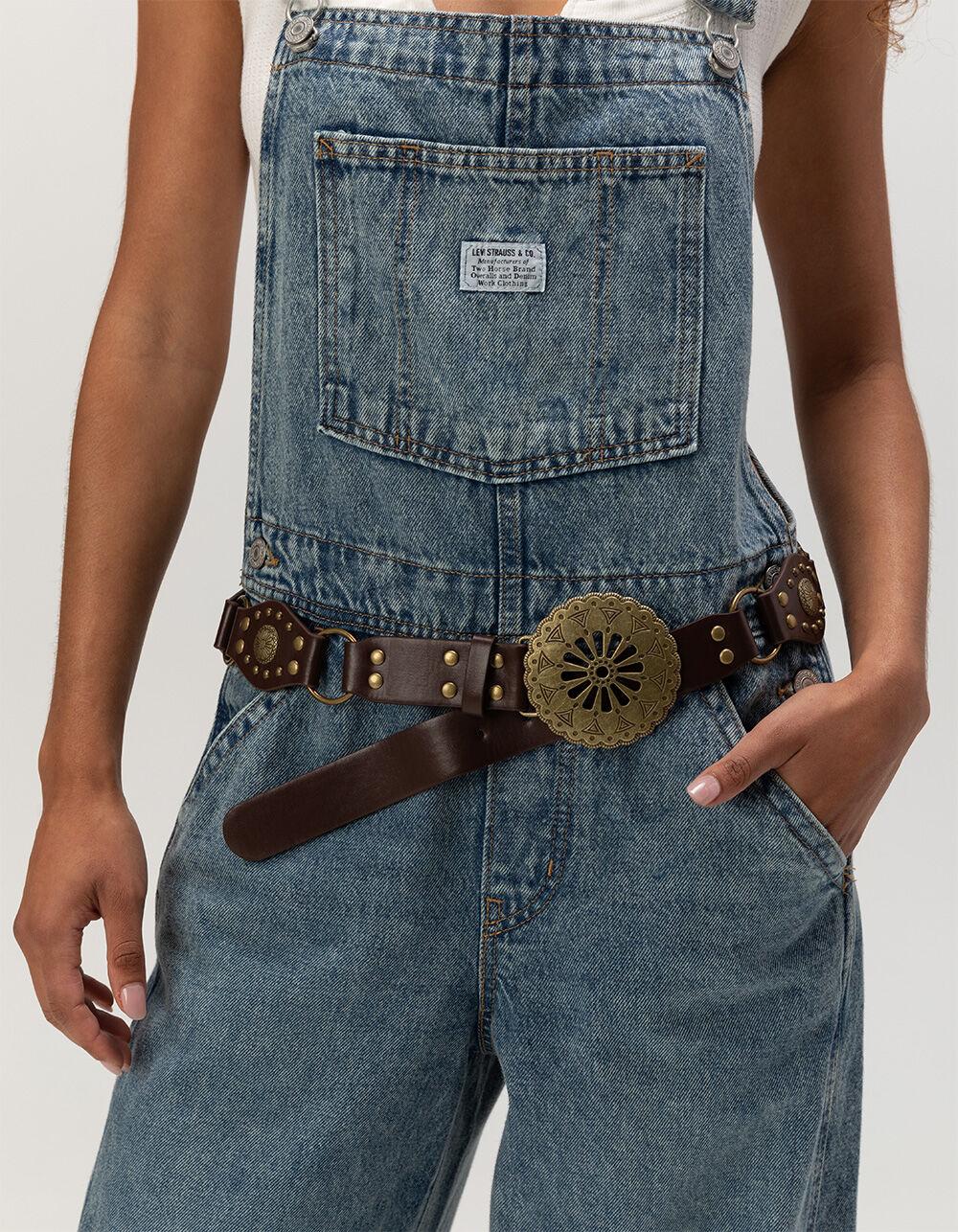 Western Ring Buckle Belt - BROWN Product Image