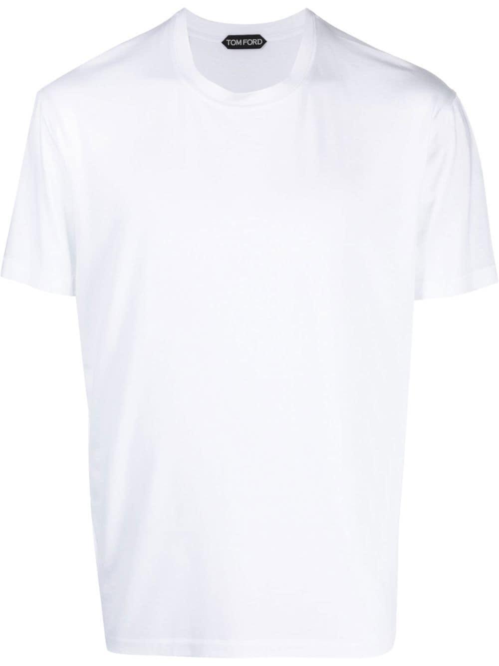 TOM FORD Placed Rib Slim-fit Lyocell And Cotton-blend T-shirt In Neutrals Product Image