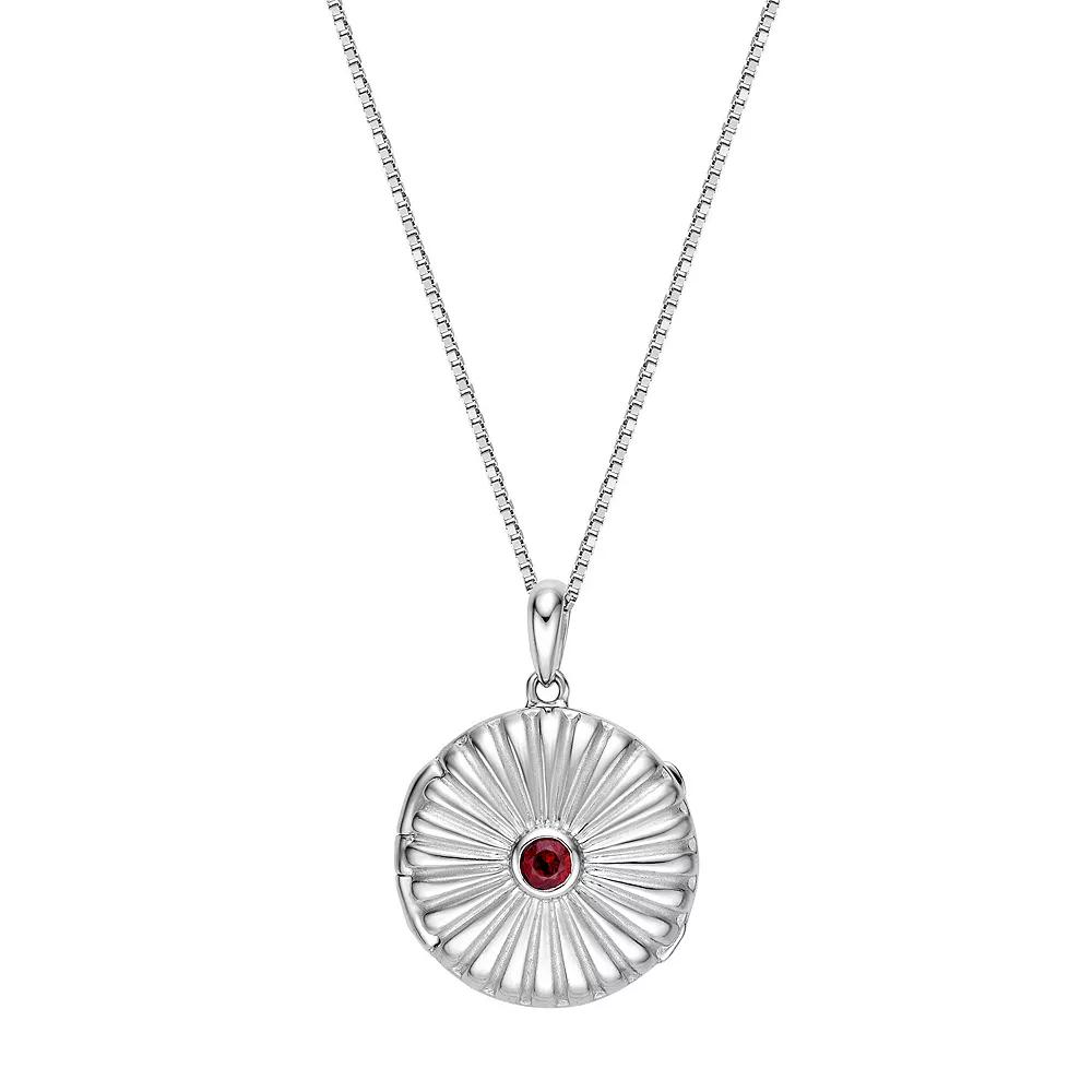 Gemminded Sterling Silver Garnet Round Locket Pendant Necklace, Women's, Size: 18" Product Image