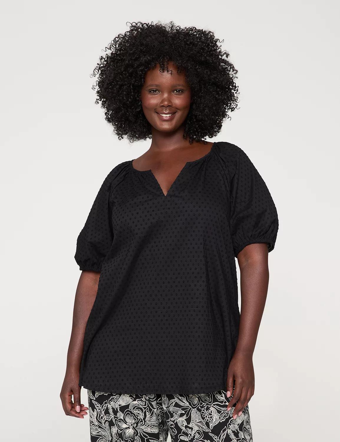 Clip Dot & Knit Peasant Top Product Image