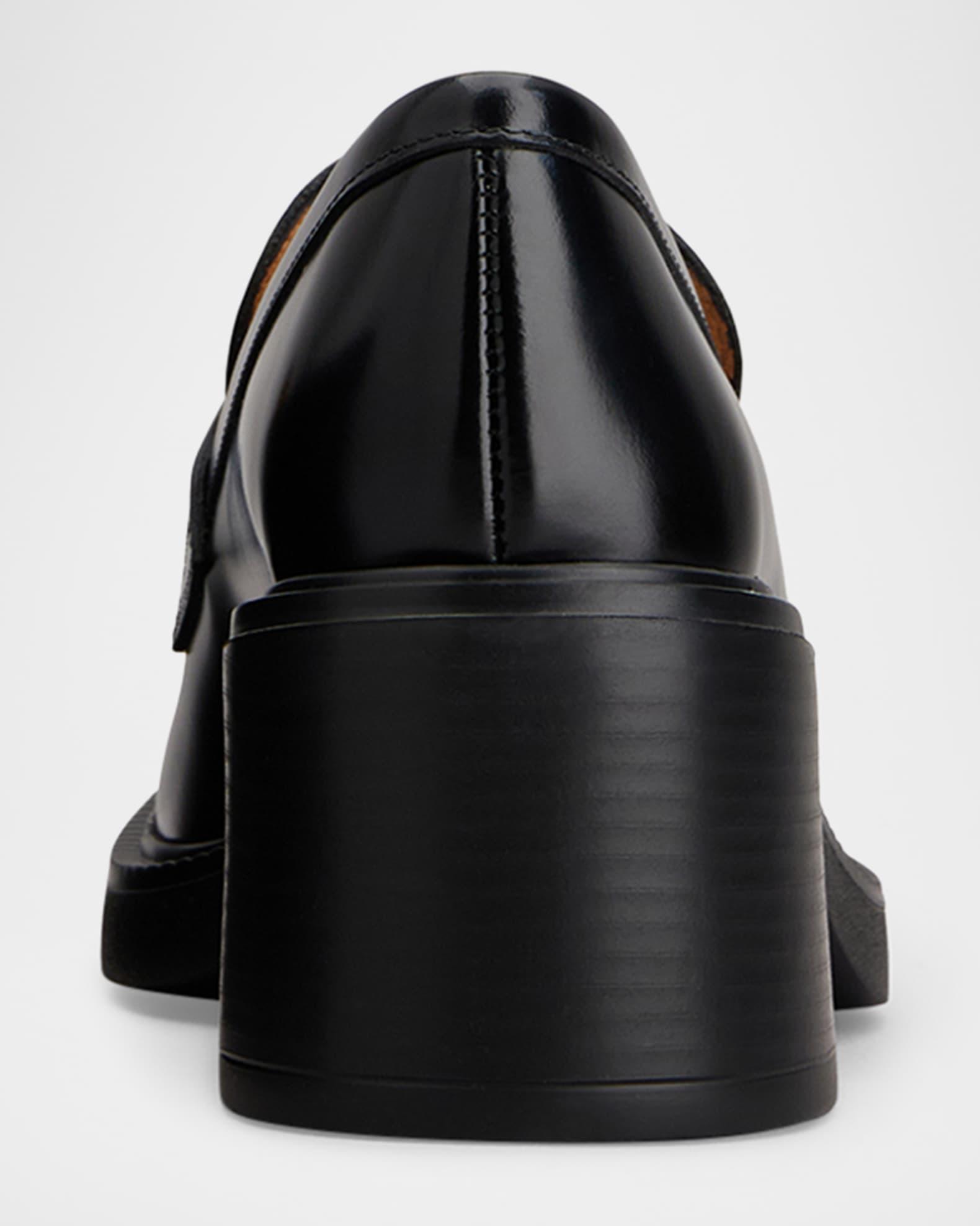 Gomma Leather Block-Heel Penny Loafers Product Image