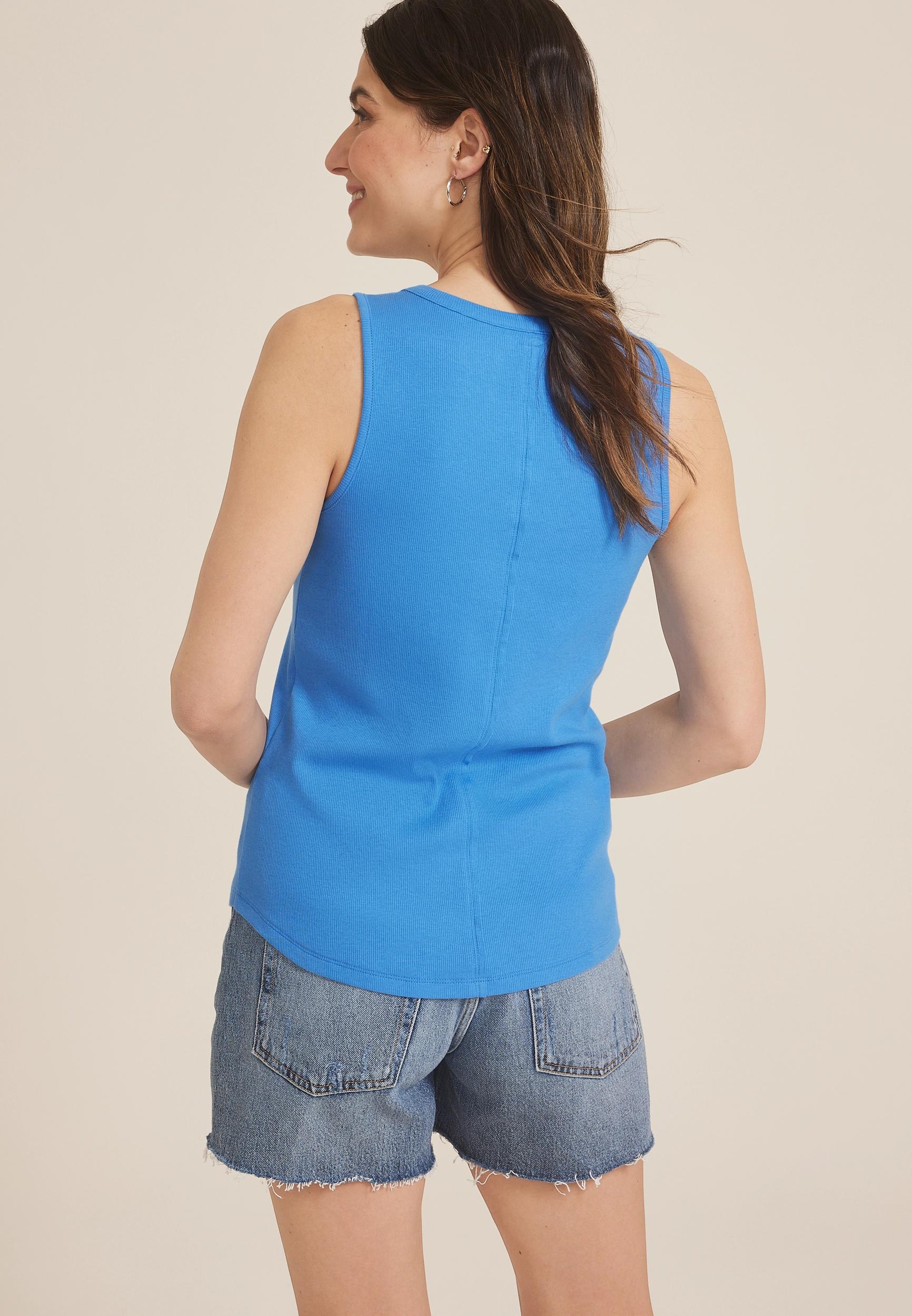 Ribbed Henley Tank Top Product Image