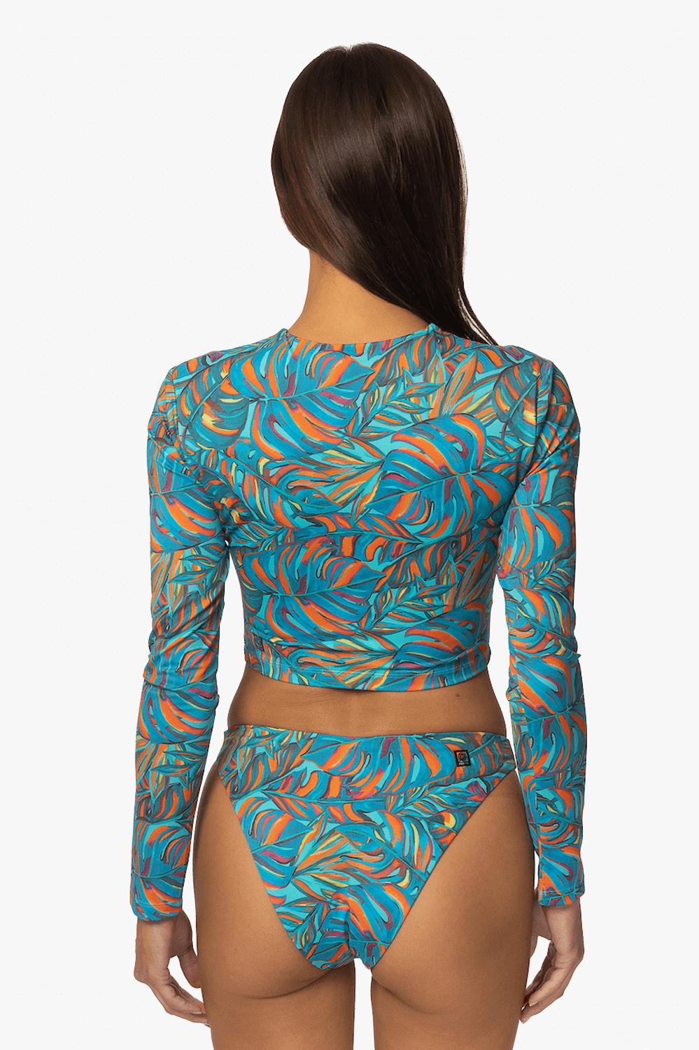 Taranaki Long Sleeved Crop Cut-Out Rashguard - Paradise Female Product Image