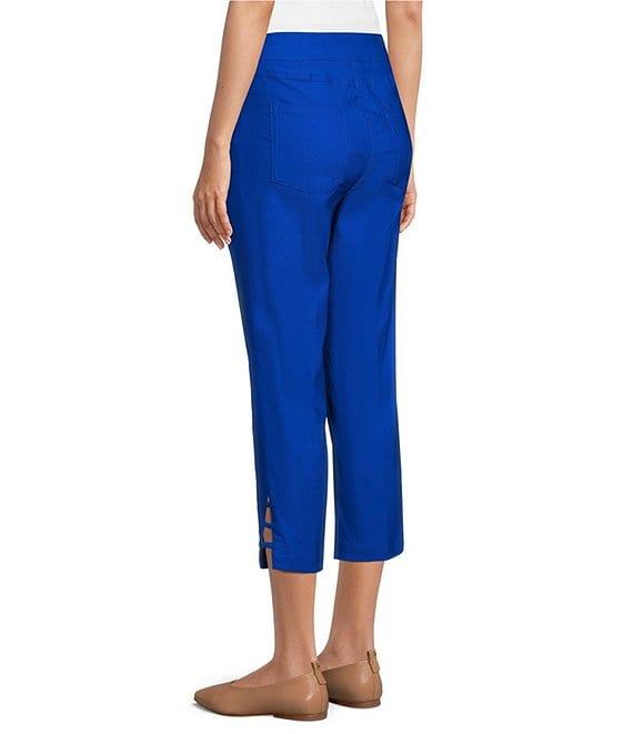 Multiples Solid Straight Ladder Hem Pull-On Twill Crop Pants Product Image