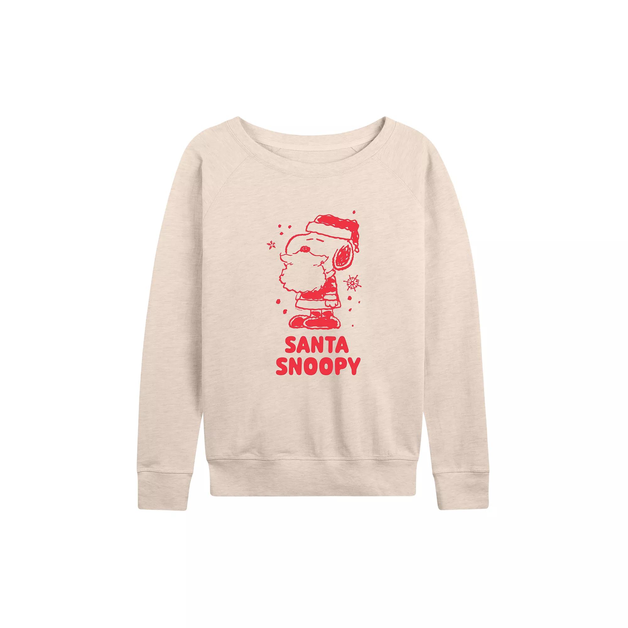 Women's Peanuts Santa Snoopy French Terry Long Sleeve Tee,  Product Image
