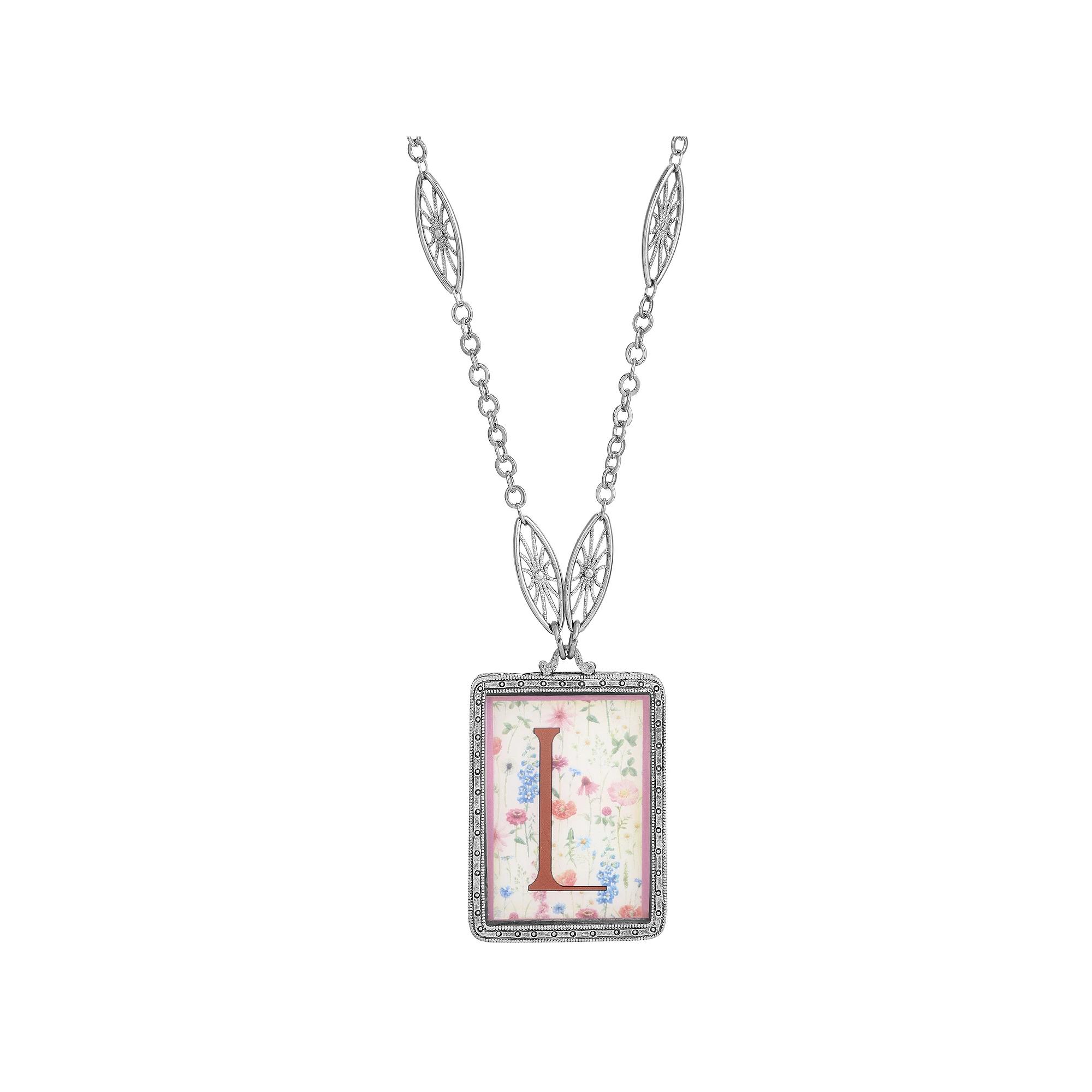 1928 Floral Motif Initial Pendant, Womens, G Product Image
