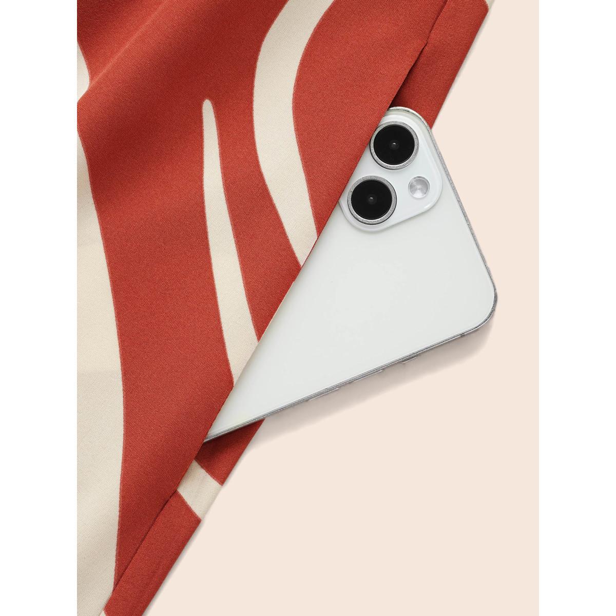 Plus Size Geometric Split Hem Midi Dress OrangeRed Women Workwear Essentials Non Round Neck Short sleeve Curvy BloomChic 30/6X Product Image