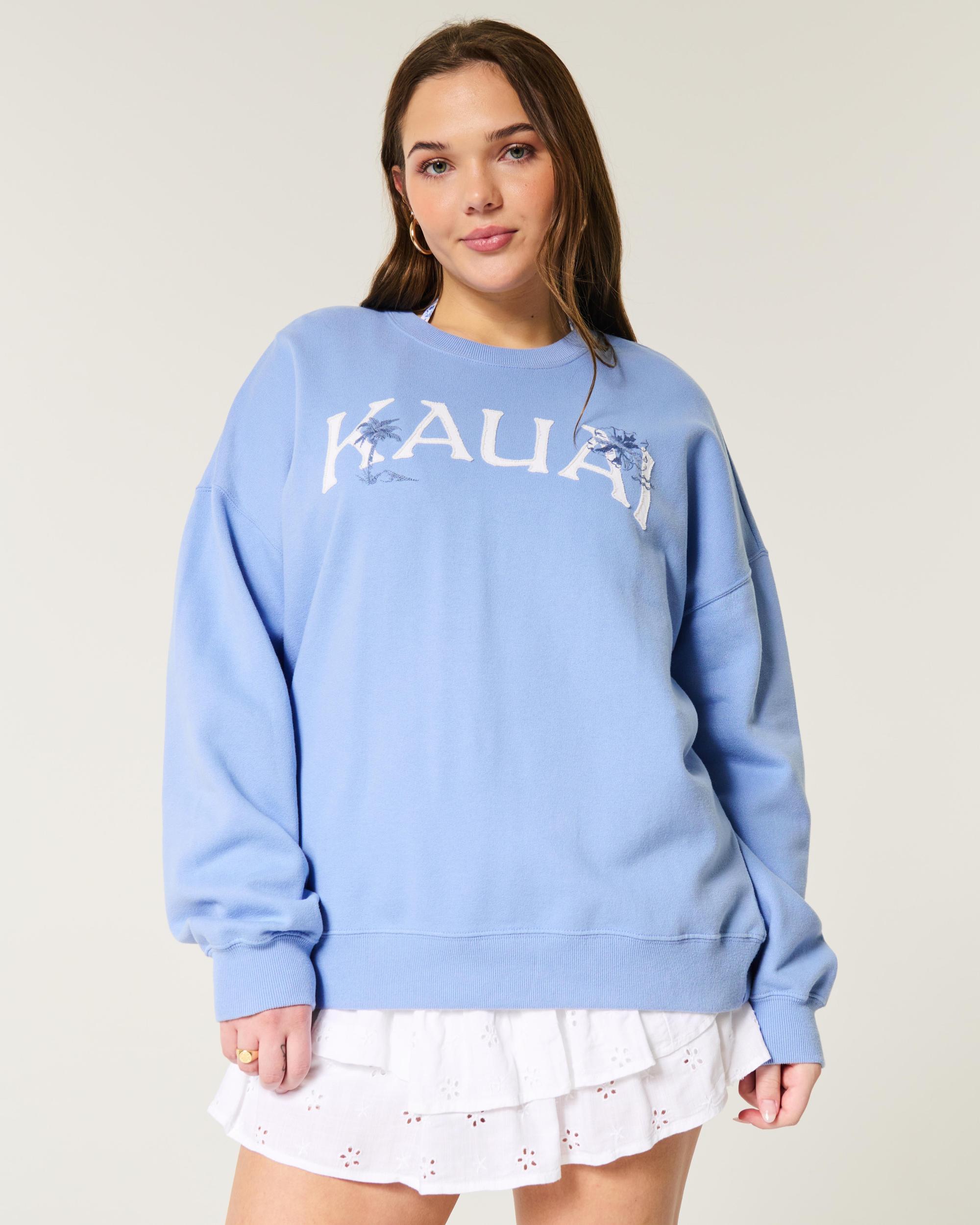 Oversized Ocean Beach Graphic Crew Sweatshirt Product Image