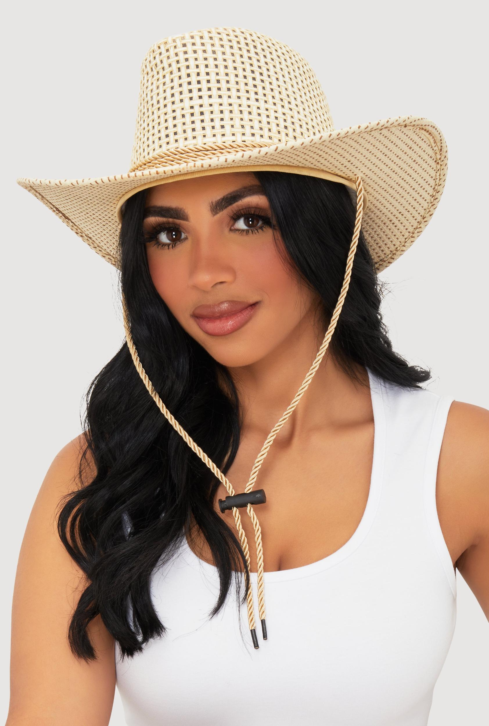 Toggle Drawstring Straw Cowboy Hat Female Product Image