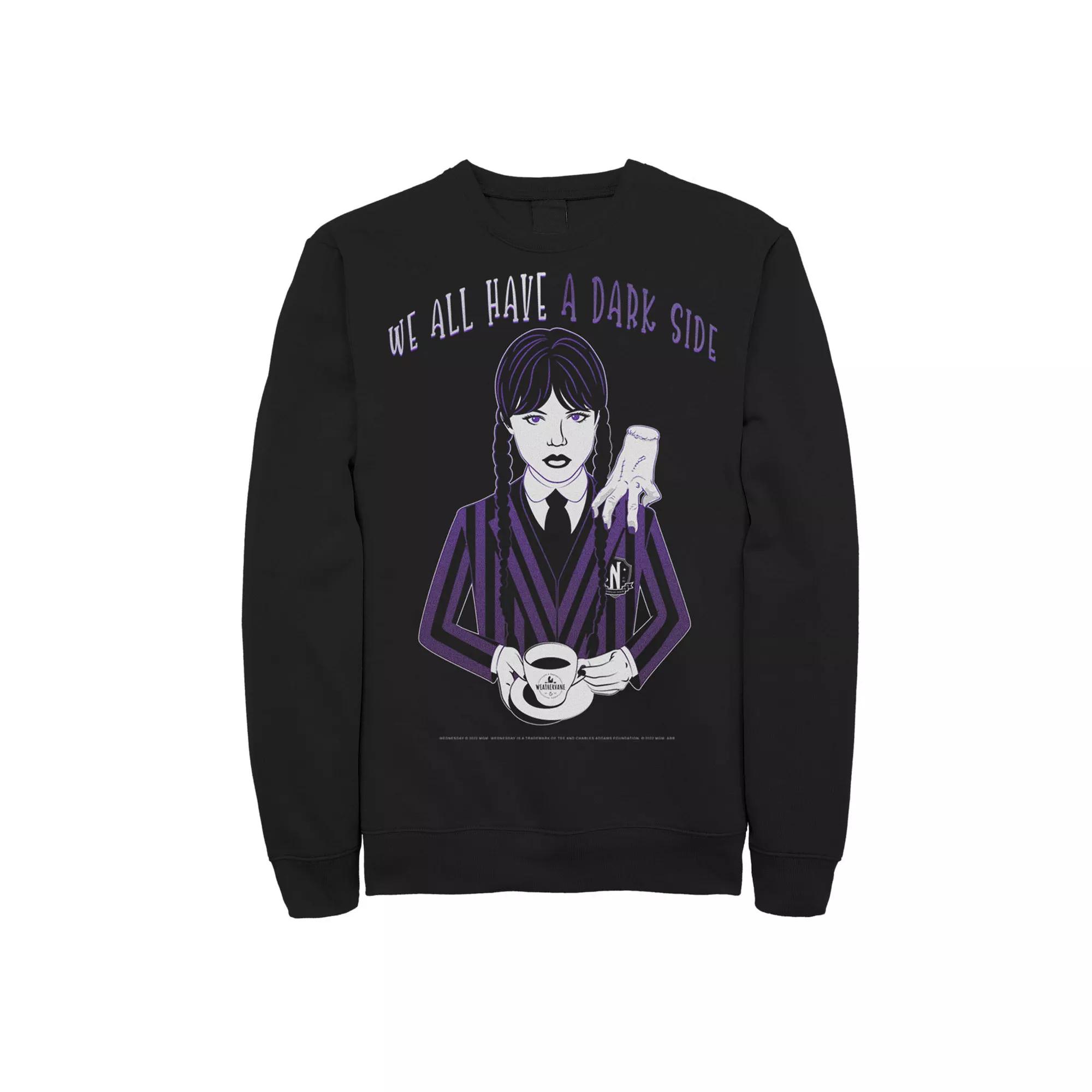 Men's Wednesday A Dark Side Fleece Graphic Sweatshirt,  Product Image