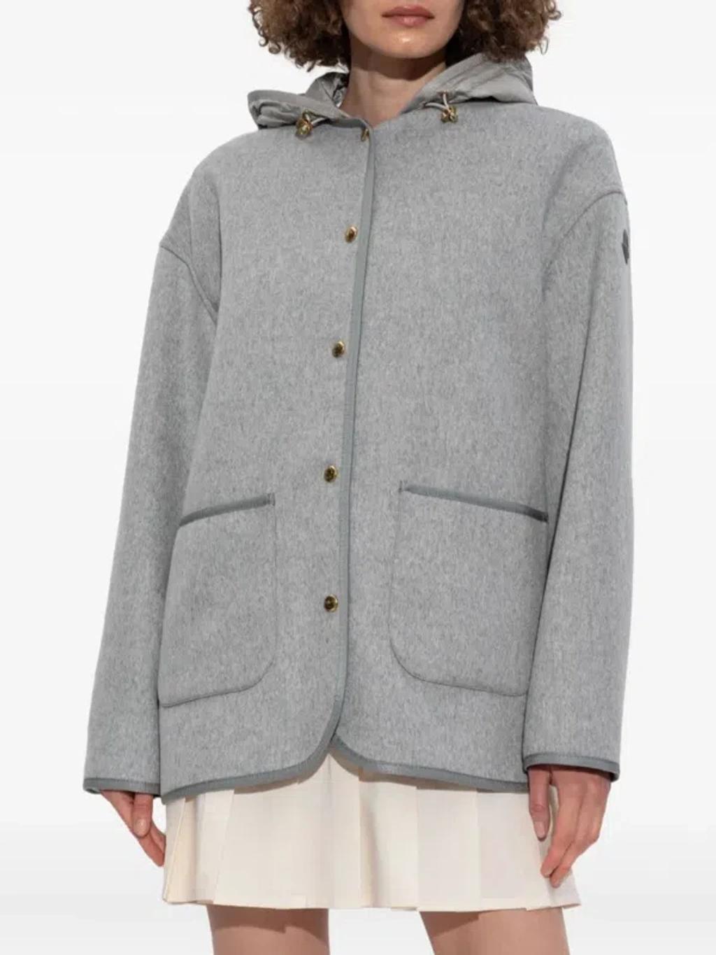 MONCLER Reposse Convertible Wool And Cashmere-blend Jacket In Gray Product Image