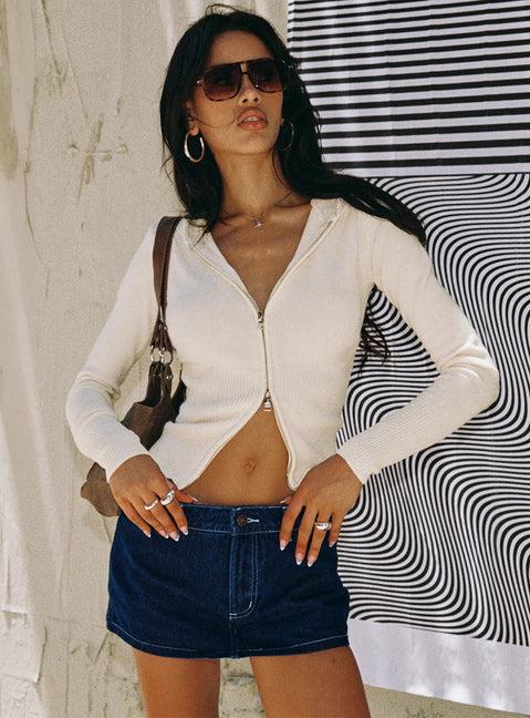 Elingford Zip Up Hooded Sweater Cream Product Image