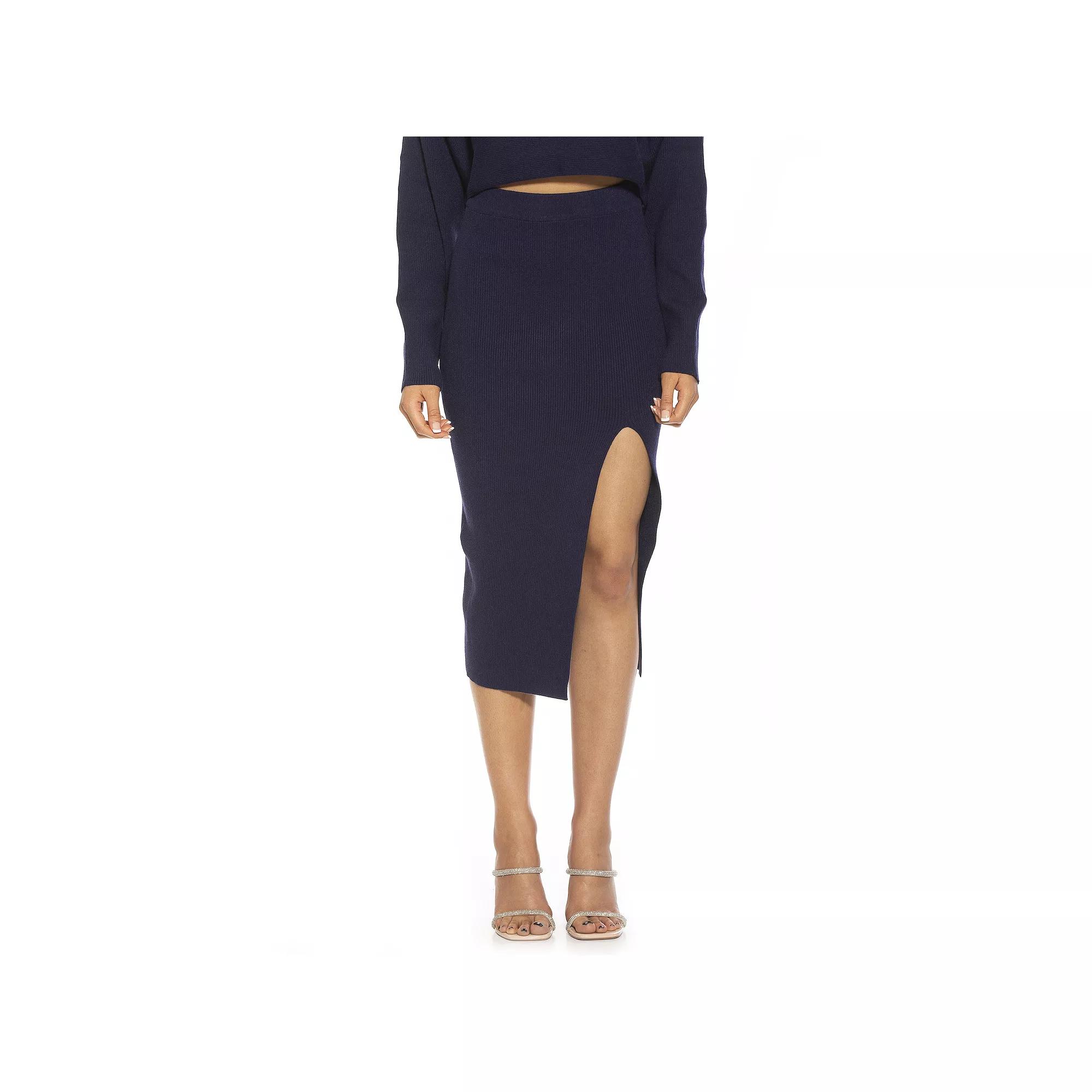 Women's ALEXIA ADMOR Ribbed Knit High Slit Midi Skirt,  Product Image