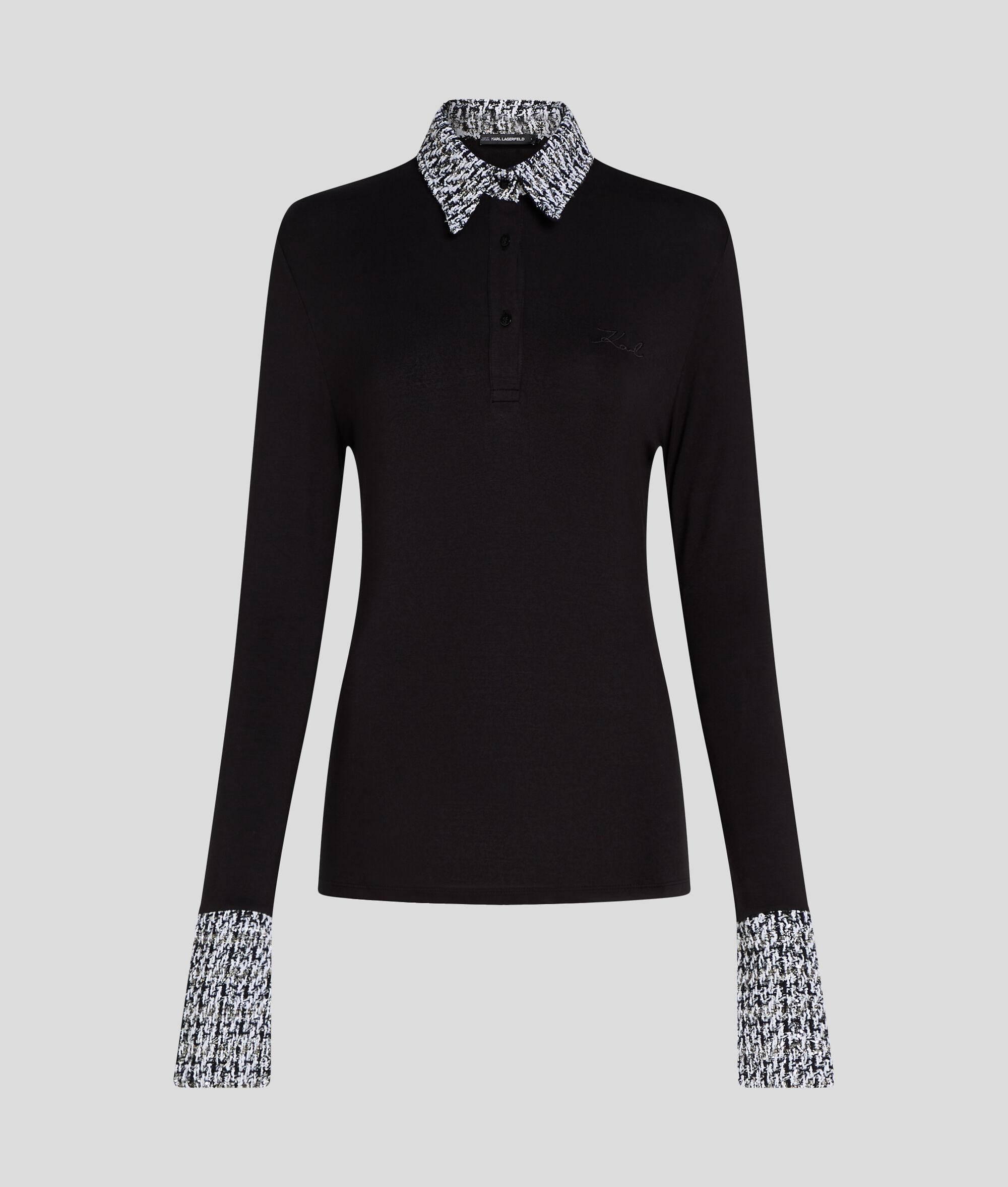 LONG-SLEEVED BOUCLÉ POLO SHIRT Product Image