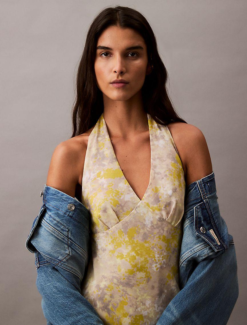 Georgette Halter Neck Mini Dress Product Image