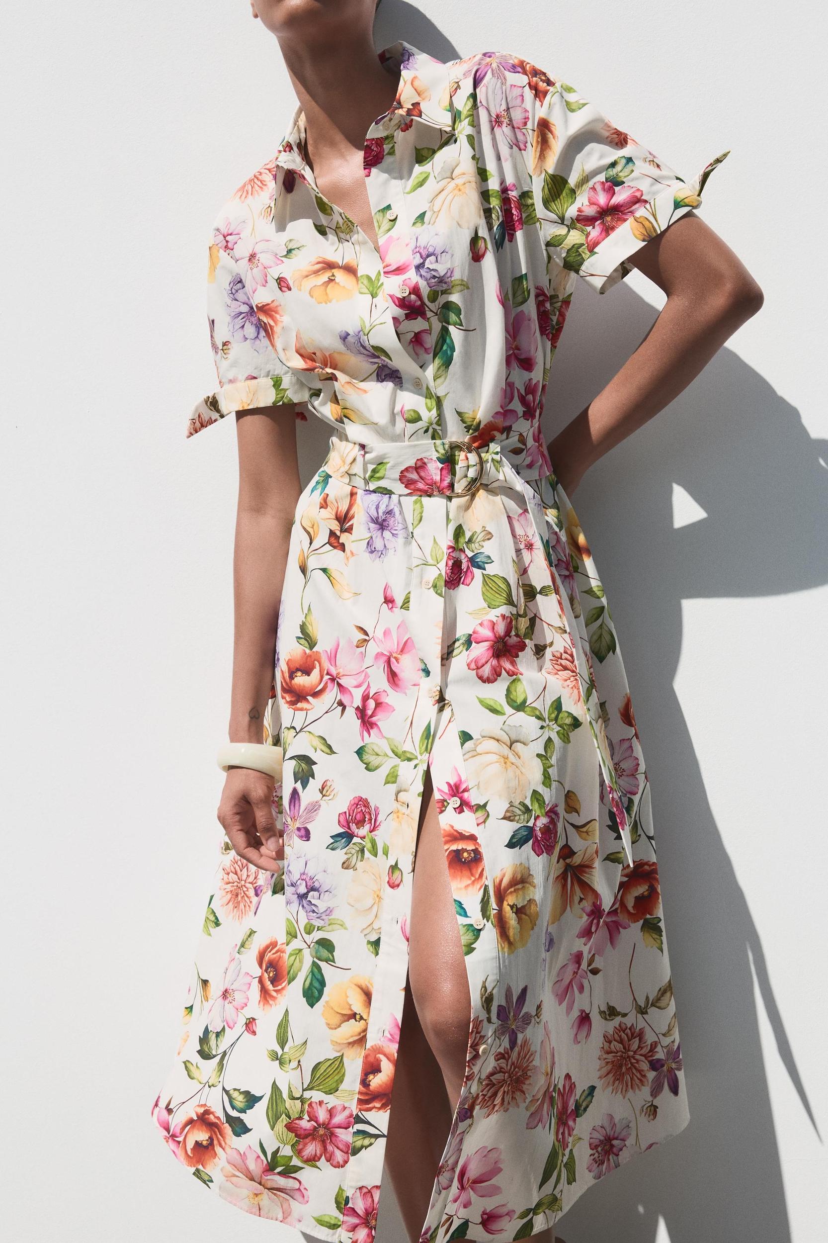 PRINTED POPLIN MIDI DRESS Product Image