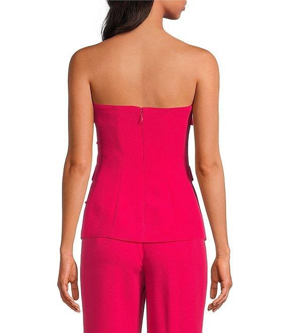 Muse by Marchesa Flora Stretch Crepe Applique Strapless Button-Up Vest Product Image