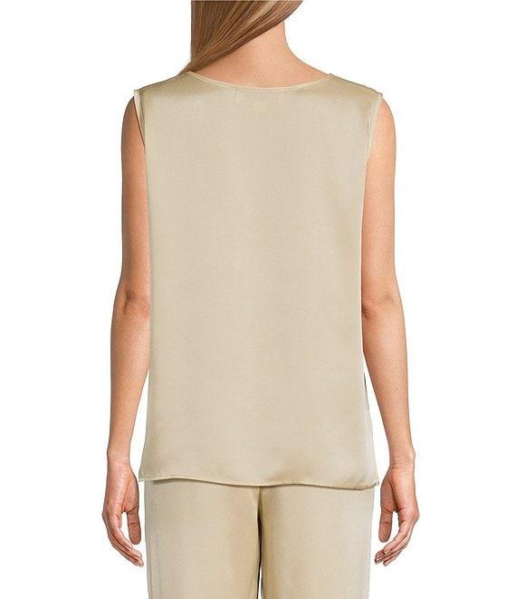 Caroline Rose Soft Satin Scoop Neck Sleeveless Long Coordinating Tank Top Product Image