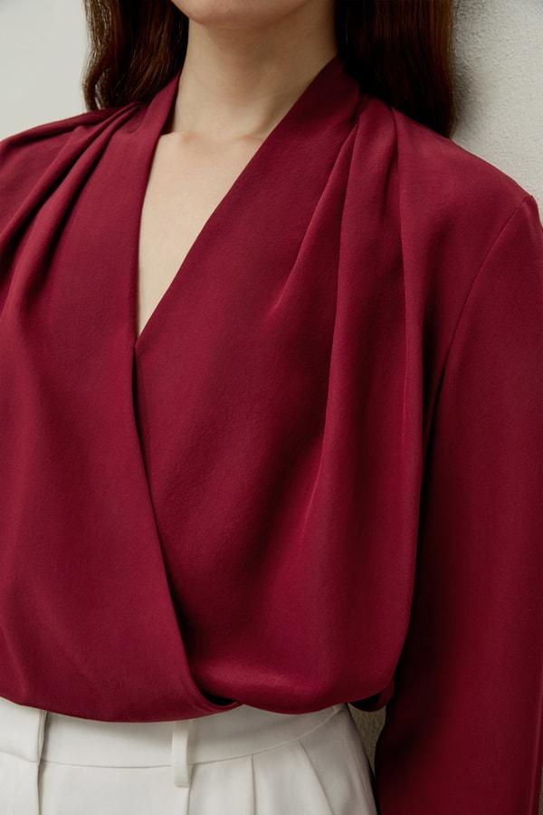 Silk Crêpe de Chine Long Sleeve Blouse Product Image