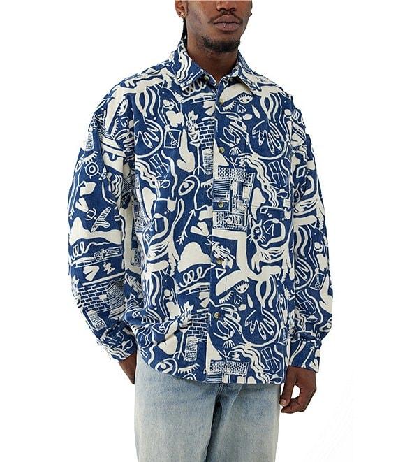 BDG Urban Outfitters Long Sleeve Doodle Check Woven Shirt Product Image