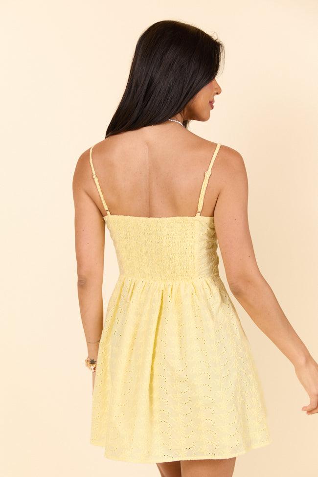 First Look Yellow Eyelet Button Front Dress FINAL SALE Product Image