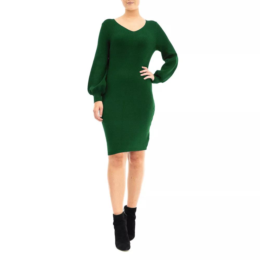 Women's Nina Leonard Balloon-Sleeve Sheath Sweater Dress,  Product Image